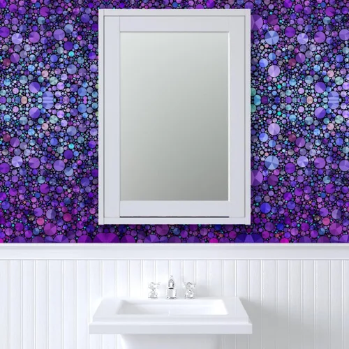 Vista 9 de Papel tapiz para despegar y pegar, formas de círculos morados, negro, geométrico, abstracto, amor, papel tapiz extraíble personalizado por