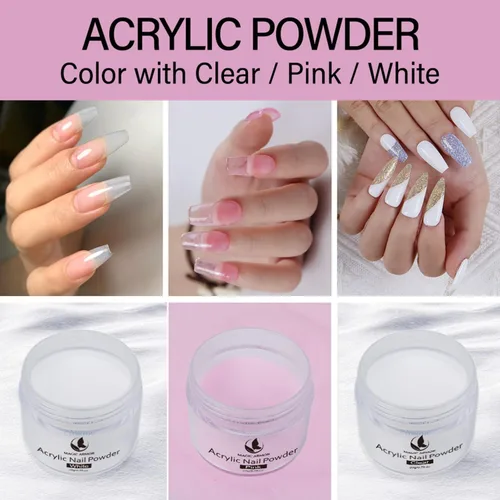 Vista 9 de Kit de uñas acrílicas de 2.5 fl oz de monómero líquido acrílico con 4 colores de polvo acrílico y 5 cepillos de uñas, juego de construcción