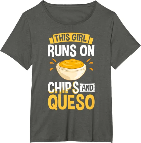 Vista 12 de Queso Dip Camiseta Chile con Queso Salsa Mexican Chips Chile con Queso, Negro, S