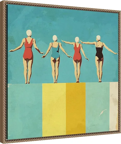Vista 3 de Amanti Art Layla Oz - Lienzo enmarcado para pared, 22 x 22 pulgadas, diseño de cuatro figuras en la piscina, lienzo enmarcado para pared, obras