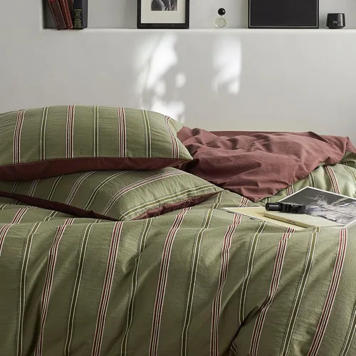 Vista 80 de mixinni Juego de funda de edredón vintage a rayas, tamaño twin, juego de ropa de cama de 3 piezas, 100% algodón lavado, suave y transpirable, funda