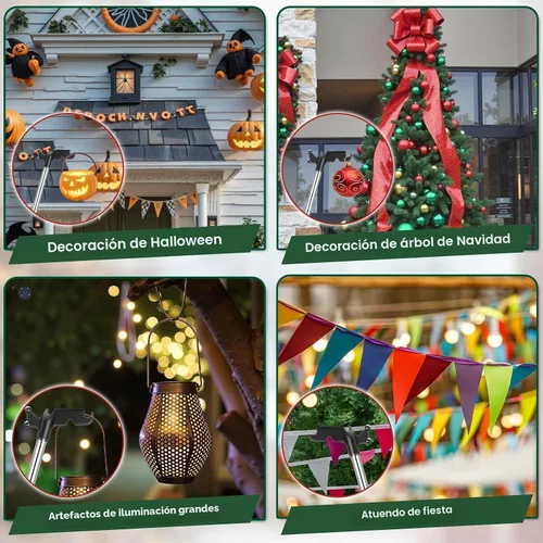 Vista 9 de Nigelia Poste de suspensión de luz de Navidad de 3 a 15 pies con gancho de utilidad, poste de extensión ajustable para colgar luces de Navidad