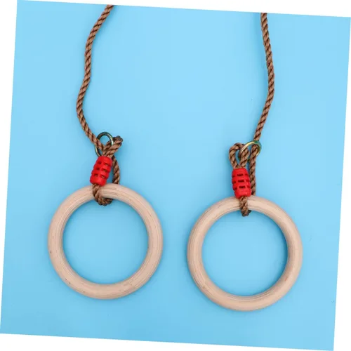 Vista 8 de LIOOBO Anillos de gimnasia de madera con correas ajustables, anillos de ejercicio para niños, entrenamiento de fuerza, fitness al aire libre