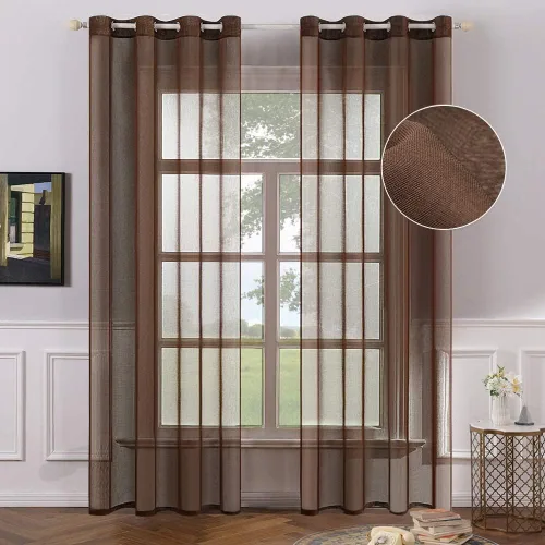 Vista 31 de MIULEE 2 paneles de cortinas semitransparentes beige para ventana, elegantes con ojales en la parte superior, cortinas de gasa