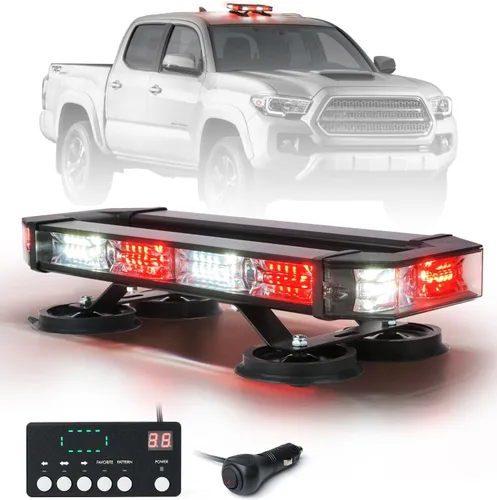 Vista 7 de LUMENIX Barra de luz estroboscópica de emergencia para techo con 72 luces LED con panel de control, base magnética, advertencia intermitente, barra
