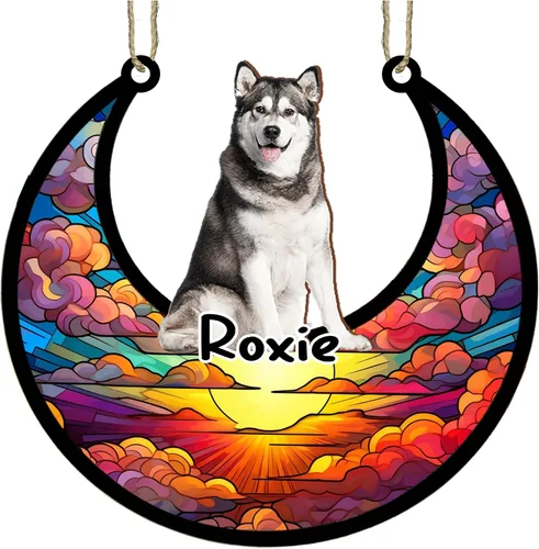 Vista 10 de LOVELYPOD Adorno de Navidad personalizado para perro pastor australiano, atrapasoles conmemorativo, adorno de Navidad de pastor australiano