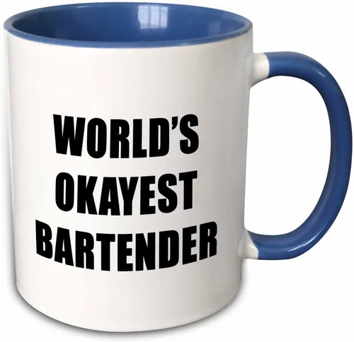 Vista 11 de 3dRose WORLDS OKAYEST BARTENDER - Taza de dos tonos (15 onzas), color negro