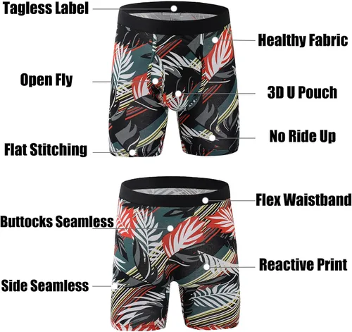 Vista 5 de Xaanelr Calzoncillos tipo bóxer para hombre, de viscosa de bambú, suave, cómodo, paquete múltiple