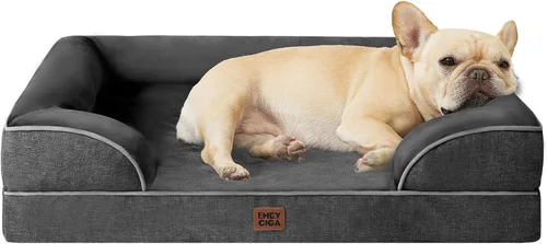 Vista 110 de EHEYCIGA – Cama ortopédica impermeable para perros pequeños, de espuma viscoelástica tipo caja de huevos, con bordes elevados y base antideslizante