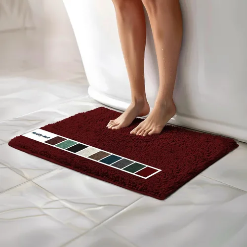 Vista 44 de Muddy Mat Alfombras de Baño de Chenilla de Microfibra de Secado Rápido Antideslizantes Lavables, Extra Gruesas, Suaves y Altamente Absorbentes Gris