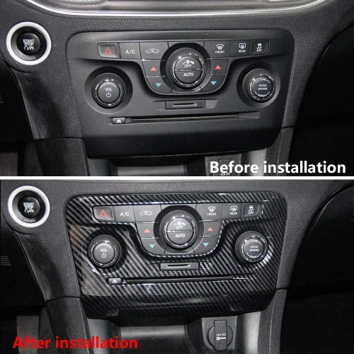 Vista 4 de Crosselec - Cubierta de panel de control central de fibra de carbono para aire acondicionado para Dodge Charger 2011-2014