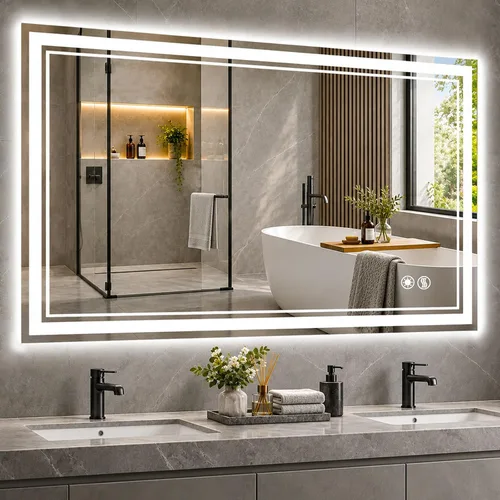 Vista 12 de Espejo de baño de 24 x 32 pulgadas con luces LED, sin niebla