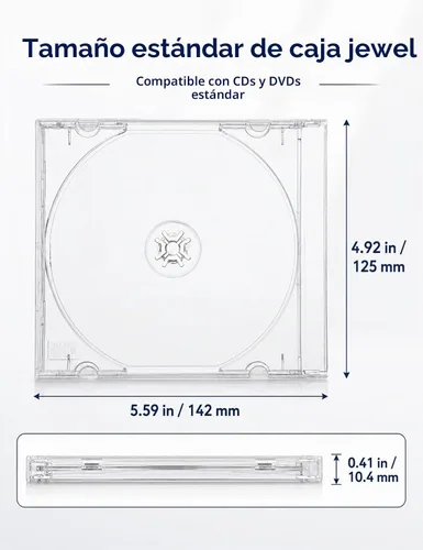 Vista 3 de Paquete de 25 estuches transparentes de 0.409 in, disco individual estándar