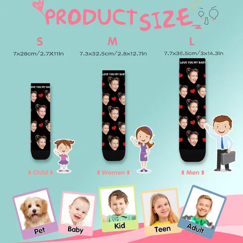 Vista 6 de Bemaystar Calcetines personalizados con foto, calcetines personalizados con imagen, regalos personalizados para el día de San Valentín para novio