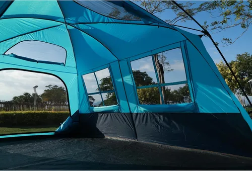 Vista 15 de KTT Extra Large Tent 12-14 Person,Family Cabin Tents,2 Rooms,Straight Wall,2 Doors 4 Windows with Mesh,Waterproof,Double Layer,Big Tent for Azul