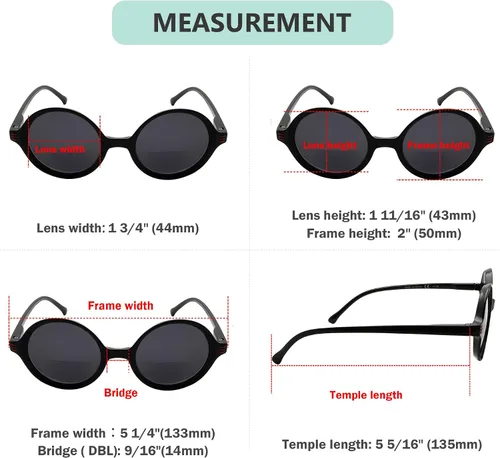 Vista 3 de Eyekepper Paquete de 4 lentes de sol bifocales para mujer, lentes pequeños, redondas, bifocales +1.50