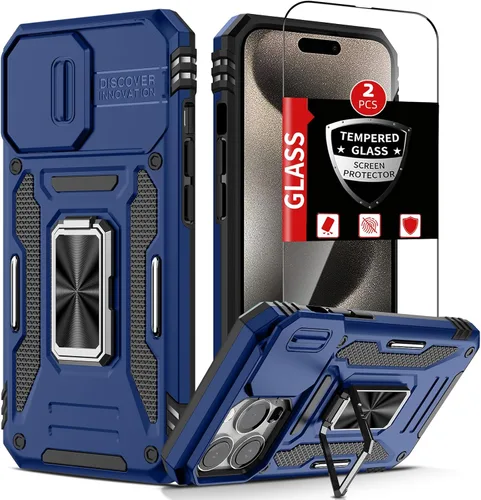 Vista 44 de Funda para iPhone 12 Pro Max con 2 protectores de pantalla, cubierta deslizante integrada para cámara para 12Pro Max, funda para teléfono