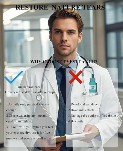 Vista 6 de Rociador de niebla de ojos nano calentado, vaporizador de ojos portátil con compresión cálida y calor húmedo para aliviar los ojos secos