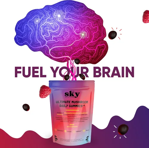 Vista 8 de SKY NUTRITION Gomitas de hongos – Suplemento de hongos adaptogénicos 10 en 1 para adultos – Melena de león, Reishi, Cordyceps, Chaga, cola de pavo