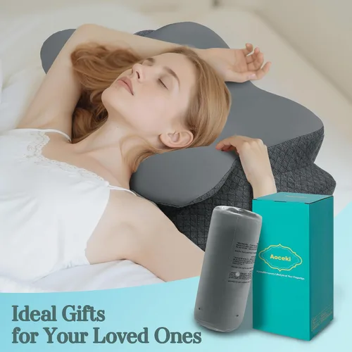 Vista 7 de Almohada cervical para dormir, almohadas de espuma viscoelástica para aliviar el dolor de cuello, almohada ergonómica de contorno de apoyo