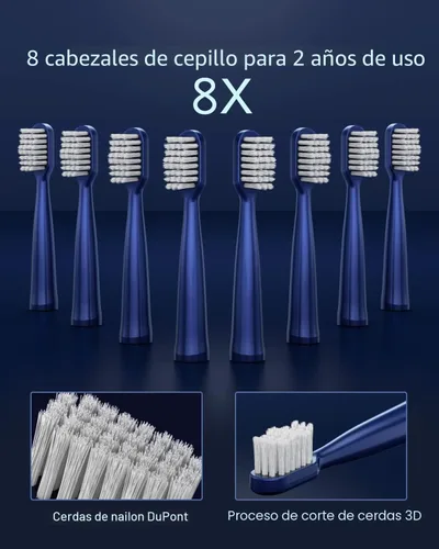 Vista 7 de AJELU cepillo de dientes eléctrico sónico impermeable IPX7, carga rápida de 2 horas con recordatorio de tiempo inteligente, 5 modos, 8 cabezales