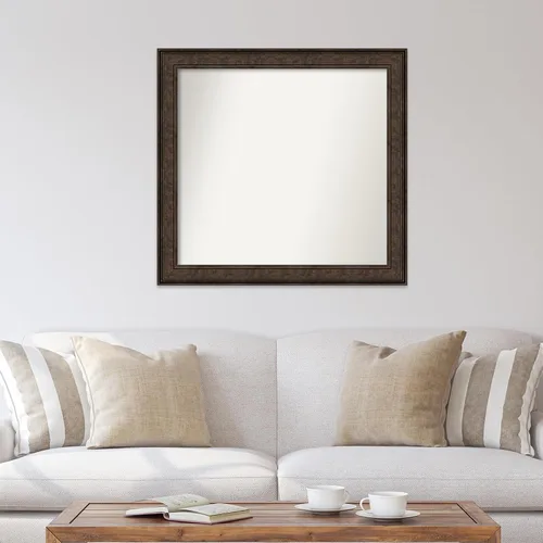 Vista 214 de Amanti Art Espejo de pared personalizado no biselado (25 x 25 pulgadas), marco de bronce acentuado, varios tamaños personalizados, espejo de baño
