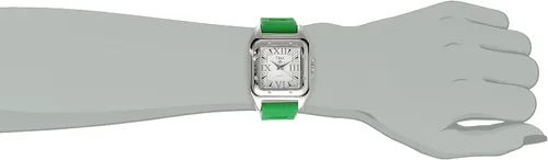 Vista 2 de Trax - Reloj de pulsera con bisel de cristal cuadrado y esfera de números romanos y correa de goma ajustable para mujer