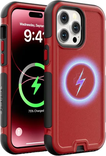 Vista 18 de Follaroma Funda para iPhone 14, compatible con MagSafe, resistente a prueba de golpes, protección anticaídas, cubierta magnética de doble capa