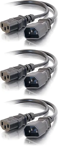 Vista 40 de Cable de alimentación C2G, cable de extensión corto, cable de extensión de alimentación, cable de alimentación de bloqueo, 10A, 250V, negro, 1 pie