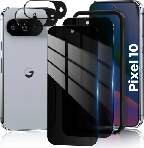 Vista 16 de Paquete de 2+2 para Google Pixel 10 Pro XL Protector de pantalla de privacidad y protector de lente de cámara, compatible con desbloqueo por huellas