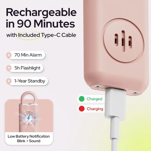 Vista 4 de Alarma de seguridad personal Weten para mujeres - Sirena de pánico de 130 dB de volumen alto en llavero, paquete de 3 unidades - Silbato