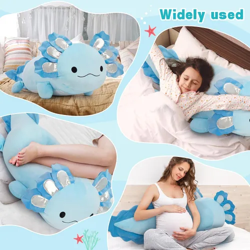 Vista 5 de BENINY Juguete de Peluche Grande de Ajolote Azul, Animal de Peluche Gigante de Ajolote de 39", Juguetes Grandes Regalo para Niñas Niños, Almohada