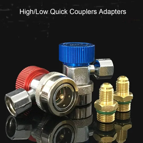 Vista 4 de Youngine Adaptador R134A ajustable, Juego de adaptadores de conector de acoplador rápido para aire acondicionado, kit de conversión de aire