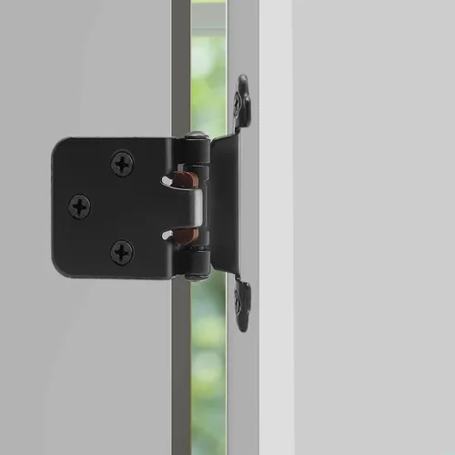 Vista 4 de 12 bisagras negras para puerta de gabinete, bisagras de cierre automático de cocina superpuestas de 1/2 pulgada (6 pares)