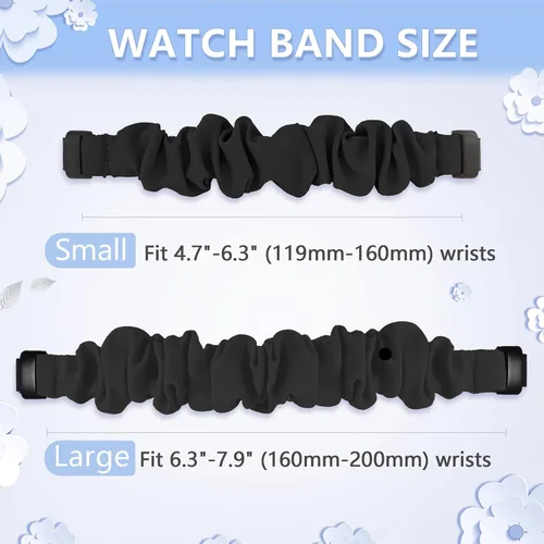 Vista 3 de 2 Pack Compatible with Fitbit Inspire 3 Bands for Women Men, Scrunchie Stretchy Strap Cute Elastic Sport Replacement Fabric Cloth Wristband for