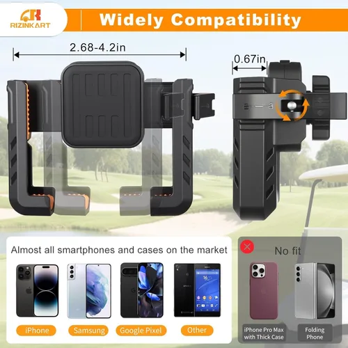Vista 7 de Soporte magnético para carrito de golf, compatible con EZGO/Club Car/Yamaha, con imanes N52 mejorados y rotación de 360°, soporte de teléfono