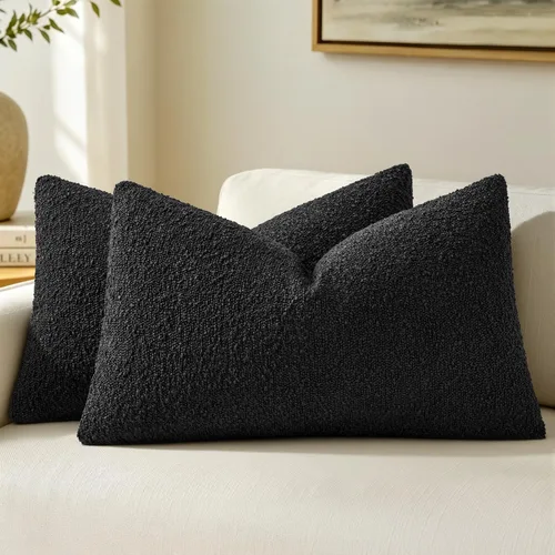 Vista 31 de MIULEE - Fundas de almohada decorativas para sofá lumbar de 16 x 16 pulgadas, color beige Set of 2 Textured Neutral Throw Pillow Covers, Accent