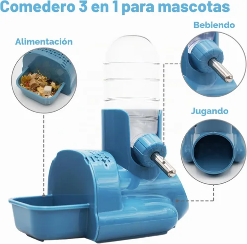 Vista 2 de VANNON Botella de agua para hámster 3 en 1 sin goteo, botella de agua para animales pequeños, dispensador automático de botellas con base