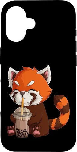 Vista 32 de Kawaii Red Panda Drinking Boba Bubble Tea Japanese Anime Case for iPhone 17