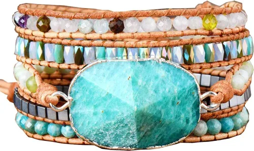 Vista 25 de Women Boho Wrap Bead Bracelet,Imperial Jasper Stone Bracelet Jewelry Gifts Beige
