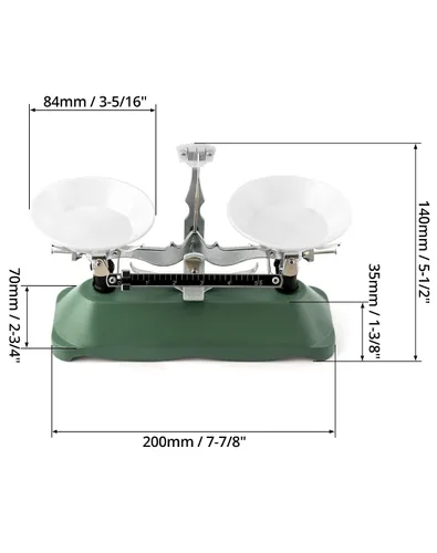 Vista 6 de QWORK Balanza de Equilibrio, 200g / 0.2g, Mini Balanza de Haz Triple de Laboratorio para Herramienta Didáctica