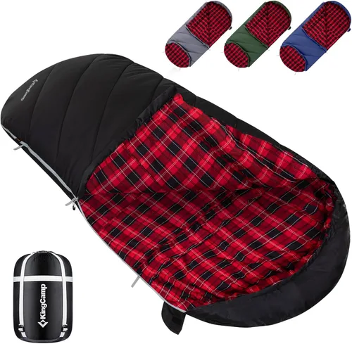 Vista 16 de KingCamp Sleeping Bag for Adults Big & Tall 100% Flannel Sleeping Bag XL Portable Waterproof Sleeping Bag for Camping Backpacking Hiking Travel