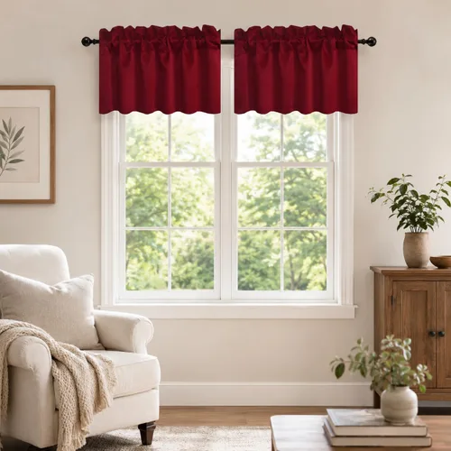 Vista 37 de Aquazolax Half Window Curtains 24 Inch Length, 28" Wide Rod Pocket Small Window Treatment for Kitchen, Bathroom, Camper, Beige, 2 Panels Set