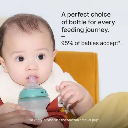 Vista 6 de Tommee Tippee Natural Start - Biberones anticólicos de silicona de 9 oz libres de BPA, para bebés de 0+ meses, silicona con sensación como la piel