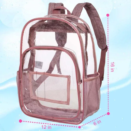 Vista 5 de Mochila transparente resistente para libros, mochila escolar traslúcida