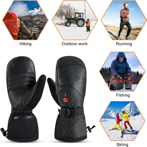Vista 6 de day wolf Heated Gloves for Men Women 7.4V 2200mAh Electric Rechargeable Battery Waterproof Gloves Mitten for Winter Sports Ski Snowboard Camping