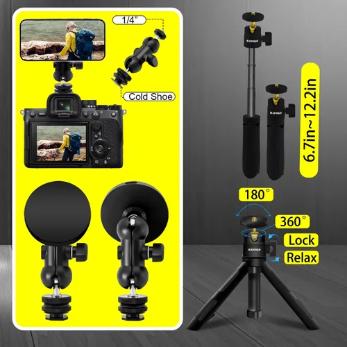 Vista 6 de HA-W08 magnético selfie stick trípode de carga inalámbrica magnético soporte de carga inalámbrica de escritorio Smartphone extensión trípode