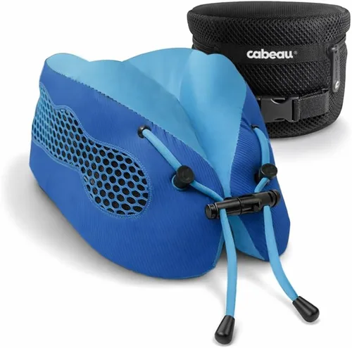 Vista 10 de Cabeau Almohada Cervical de Viaje de Enfriamiento para Vuelos de Larga Distancia – Evolution Cool – Espuma Viscoelástica de Soporte con Rejillas