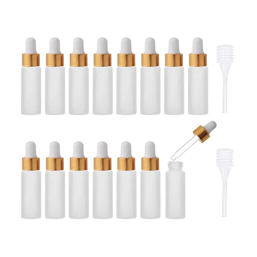 Vista 6 de 15 botellas con cuentagotas de vidrio de aceite esencial esmerilado vacío de 0.1 onzas líquidas, botellas reutilizables con gotero de aceite nasal