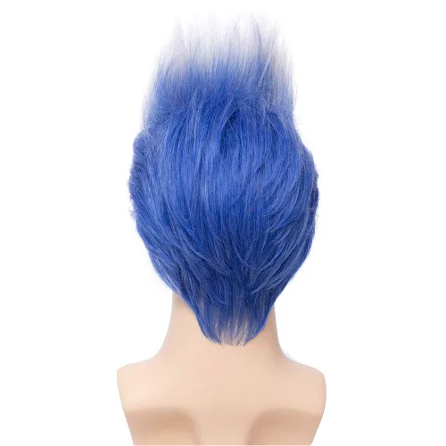 Vista 5 de BERON Pelucas cortas y rectas para adultos, color azul y blanco, para hombre, disfraz de Helloween, peluca de fiesta de cosplay (adulto)